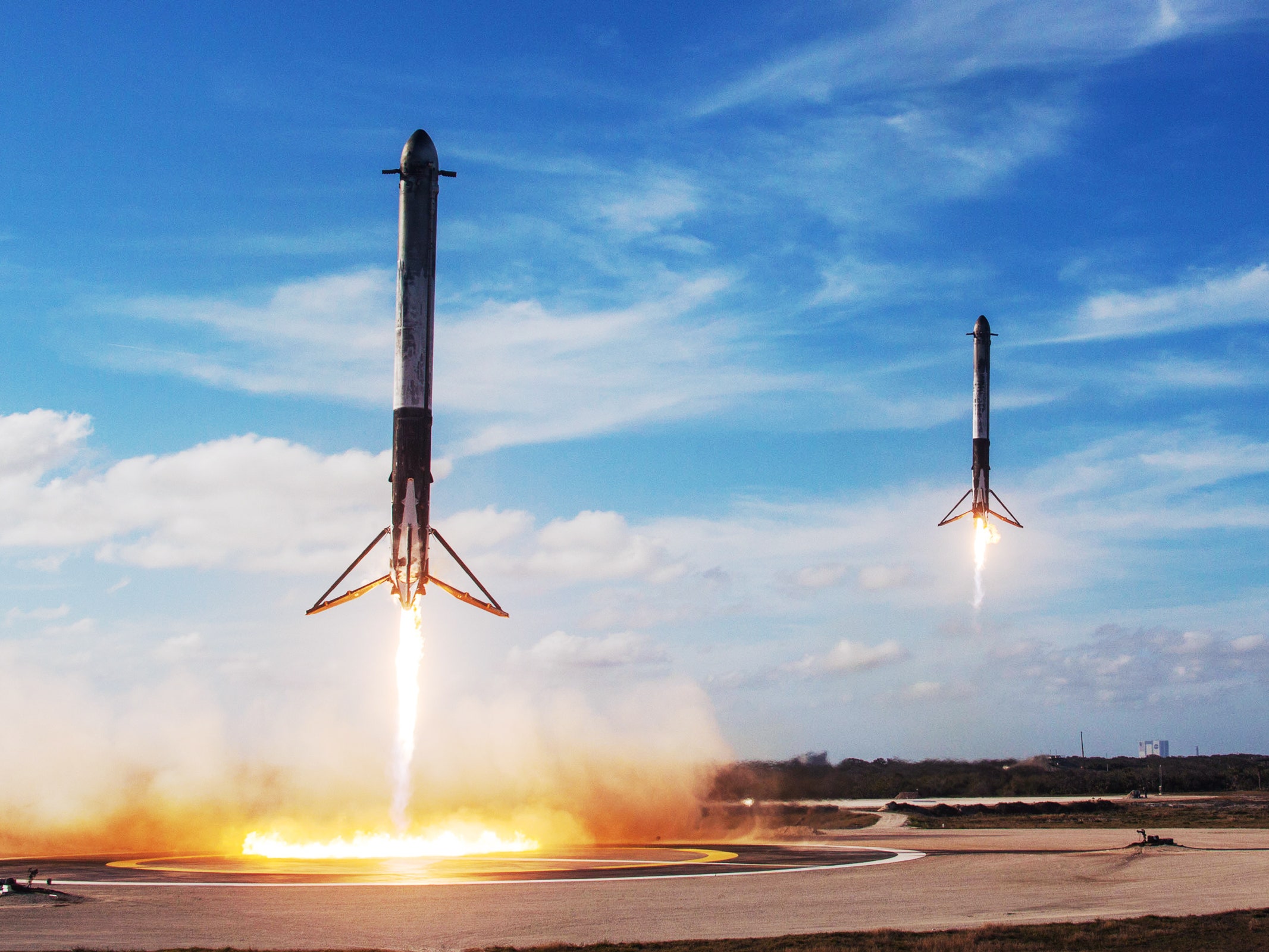 SpaceX rocket boosters autonomously landing. Coolest. Picture. Ever.